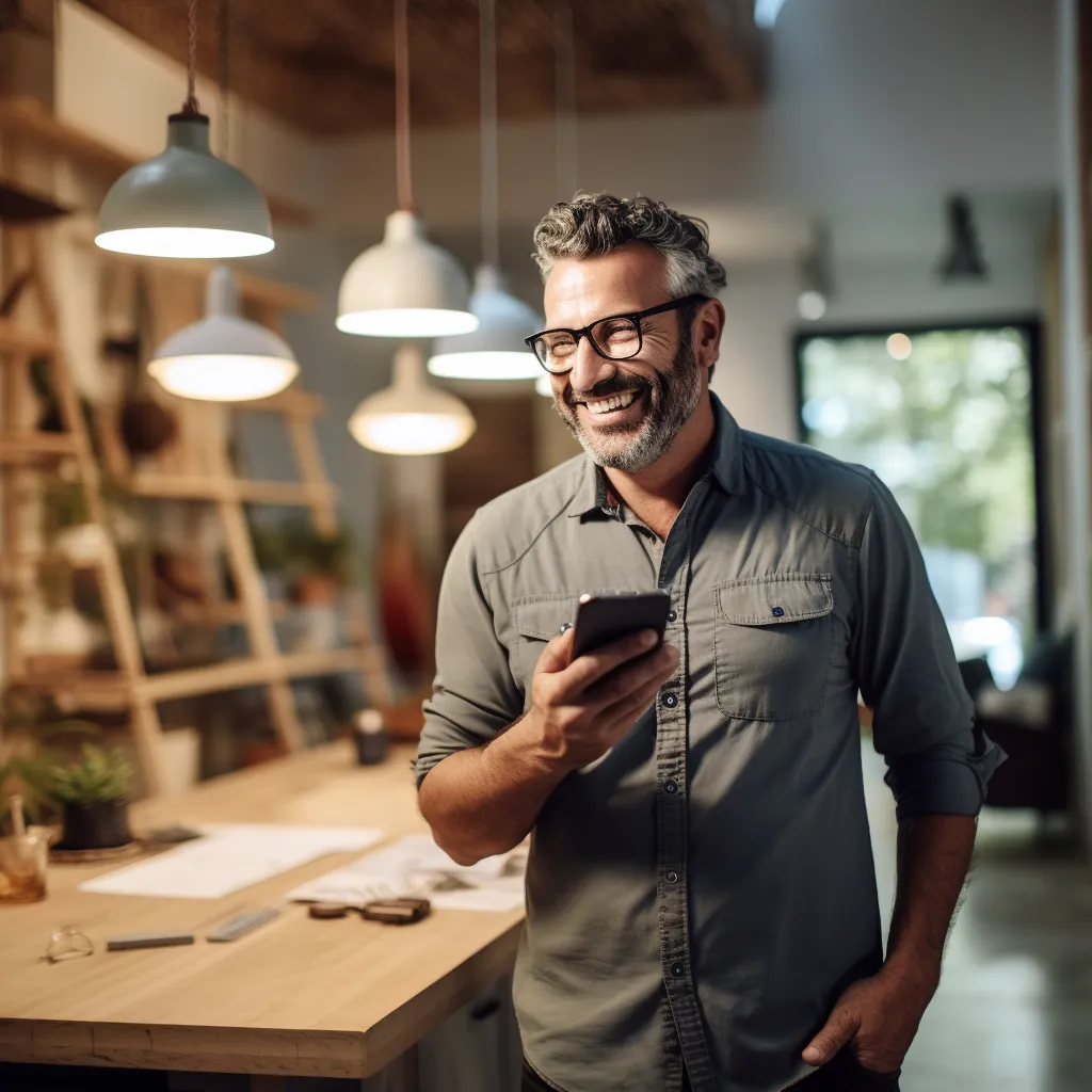 Grafika przedstawiająca właściciela firmy remontowo-budowlanej, który właśnie dzwonił do przyszłego klienta. Ta obrazowa grafika symbolizuje proaktywne podejście i skuteczne działania właściciela firmy, które doprowadziły do zdobycia kontraktu. Widać, że jego inicjatywa i zaangażowanie przyniosły pozytywne rezultaty. Odkryj, jakie korzyści możesz osiągnąć, podejmując proaktywne działania i efektywne strategie biznesowe. Skonsultuj się z doświadczonym właścicielem firmy remontowo-budowlanej, Piotrem Pawlakiem, który pomoże Ci w osiągnięciu sukcesu i zdobyciu kontraktów dzięki swojemu profesjonalnemu podejściu i know-how.
