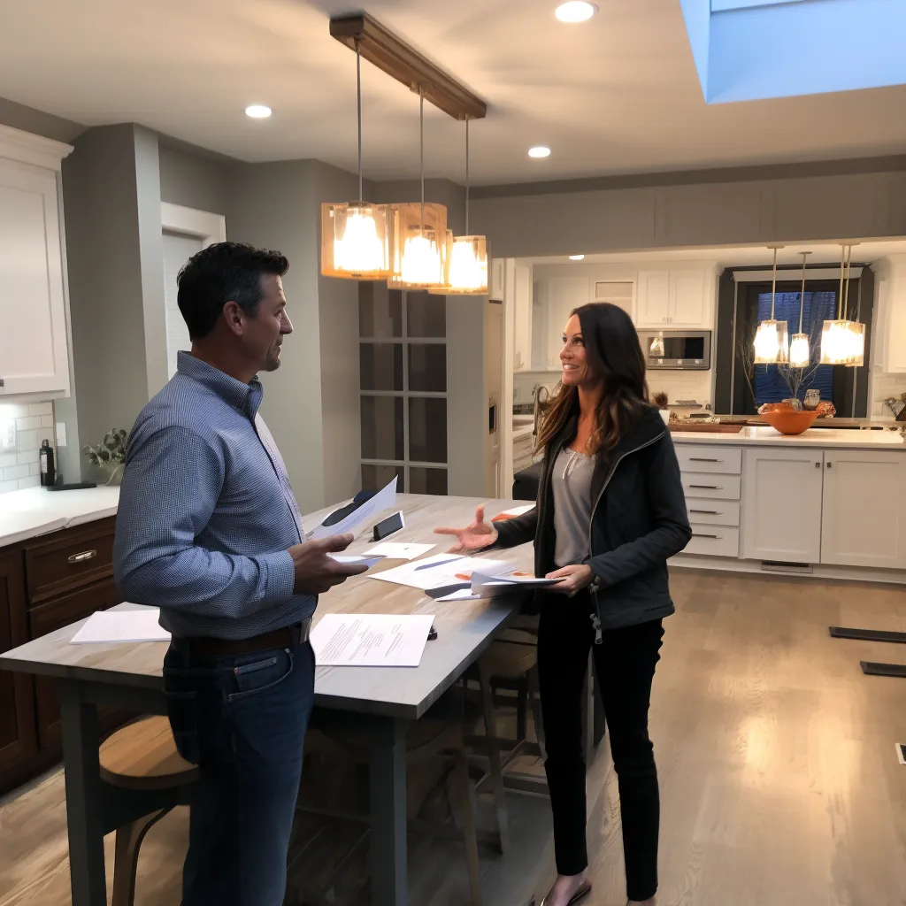 Grafika przedstawiająca właściciela firmy remontowo-budowlanej i jego idealnego klienta, którzy angażują się w rozmowę na temat projektu. Zdjęcie ukazuje, że klient jest niemal pewny wyboru tej konkretnej firmy i zdeterminowany w podejmowaniu konkretnych kroków i działań. Widać, że nie będzie marnował czasu. Ta obrazowa grafika symbolizuje zaufanie i gotowość do podjęcia współpracy. Odkryj, jakie korzyści i profesjonalne podejście możesz oczekiwać współpracując z doświadczonym właścicielem firmy remontowo-budowlanej. Skonsultuj się z ekspertem Piotrem Pawlakiem, który pomoże Ci zrealizować swoje projekty z pewnością i skutecznością.